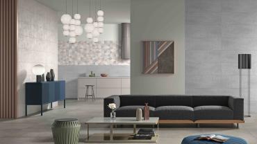 Even - di Panaria Ceramica - unisce la matericità di superfici effetto cemento con un’estetica discreta, morbida e piacevole al tatto. Profondità di materia e intensità di colore sono i protagonisti di questo rivestimento dal look fresco e moderno, dove la luce sottolinea piacevoli effetti tridimensionali di strutture e delicate decorazioni ispirate a nuove suggestioni grafiche tra modernità e tradizione.