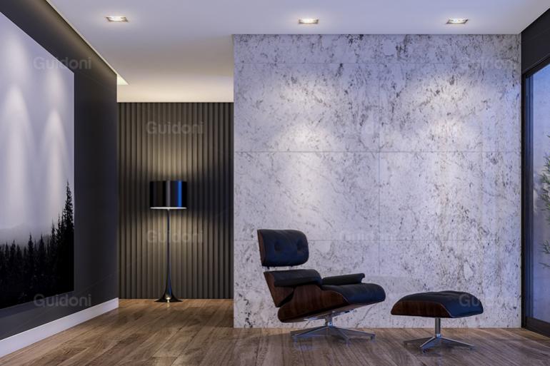 Exotic Granite White Galaxy: con una palette cromatica chiara, questa pietra naturale presenta, sulla base bianca, una ricca combinazione di venature sui toni del grigio, con sorprendenti effetti che caratterizzano l'intera superficie